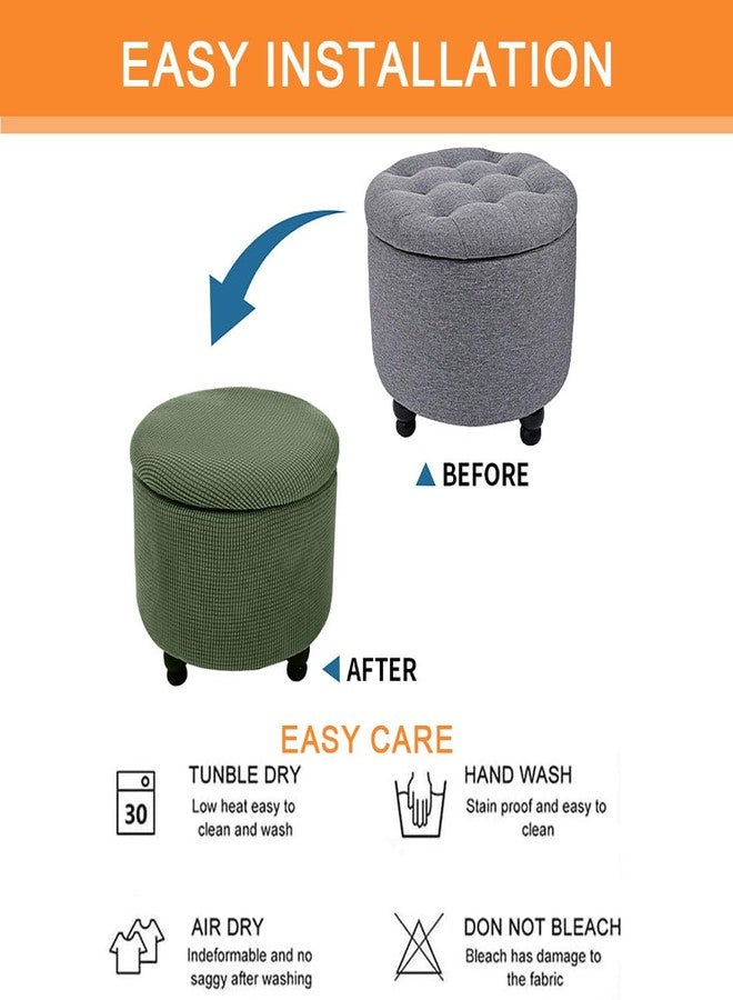 غطاء عثماني دائري من لوسينويرت، قابل للتمدد، ناعم، مناسب لتخزين القدمين، غطاء عثماني قابل للطي، غطاء كرسي قابل للطي، واقي أثاث، لون أخضر عسكري، ديكور منزلي - Image 4